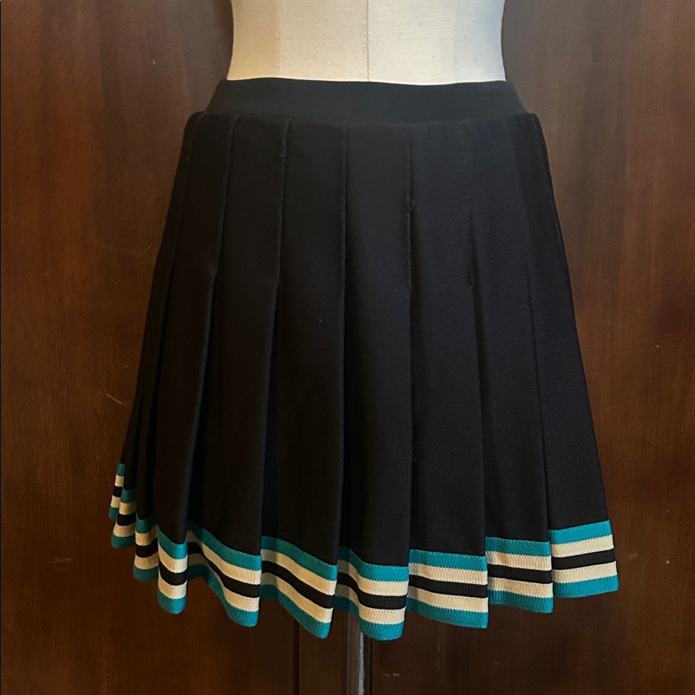 70s Heavy Knit Varsity Pleated Mini Skirt S/M